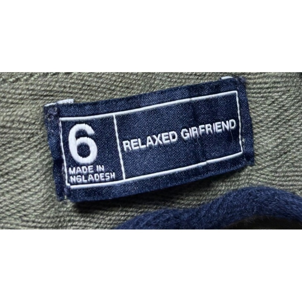 Gap Relaxed Girlfriend Chino Pants Womens 6 Olive Green Cuffed Mid Rise New - Picture 9 of 10